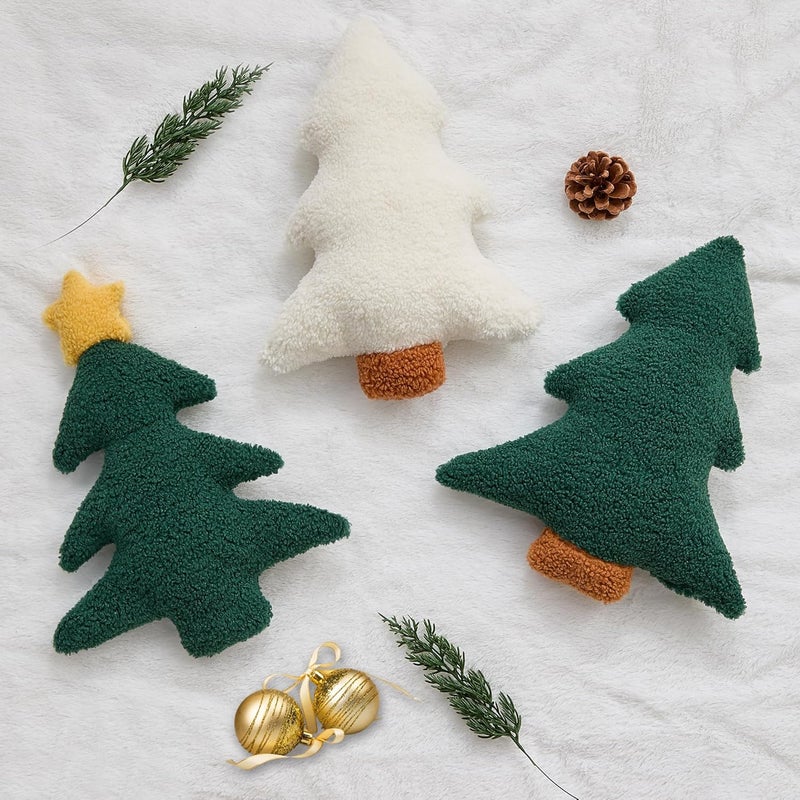 Allorry Christmas Pillows Set of 2 Green Pentagram Christmas Tree Shaped Soft Plush Christmas Decor Pillow for Party Xmas Winter Holiday Home Sofa Cushion Cases WL-006H - Image 5